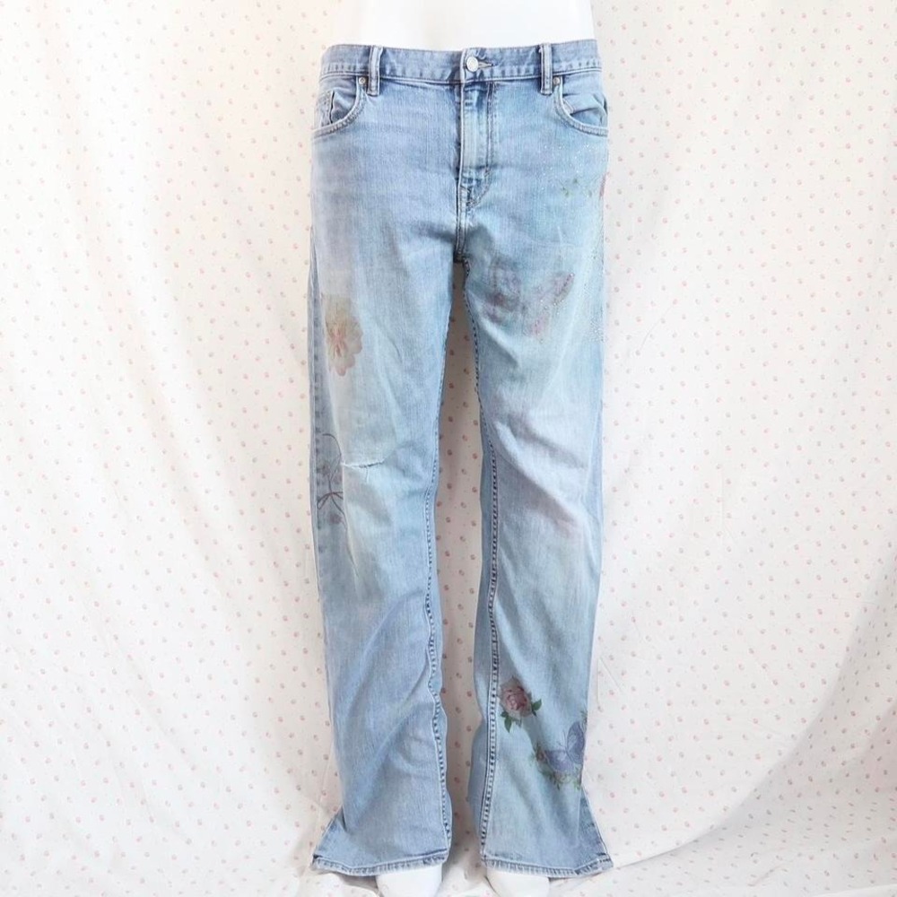 butterfly jeans y2k graphic denim indie sleaze fairy grunge jeans